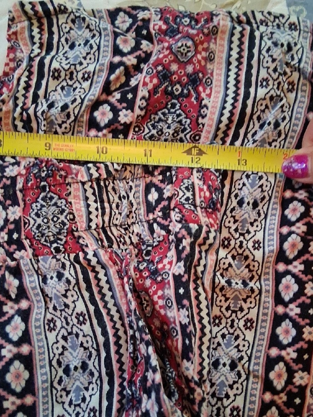 Boho Printed Elastic Waist Pants Sz S - Picture 8 of 10